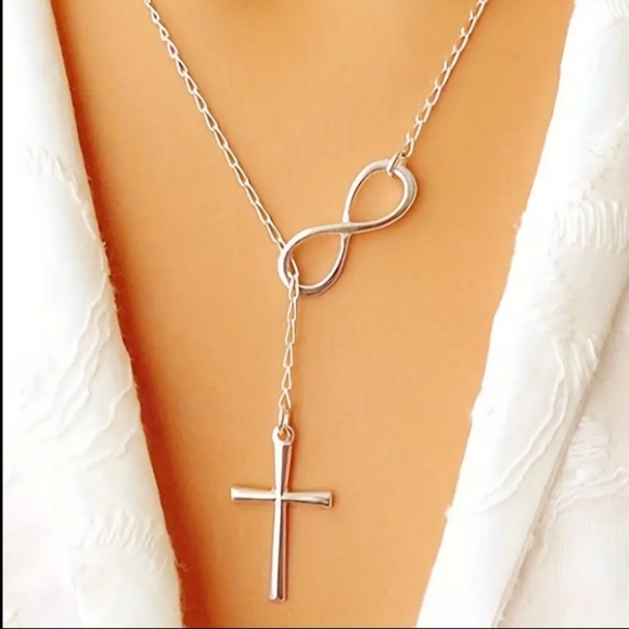Silver Infinity Cross Necklace - Picture 8 of 9